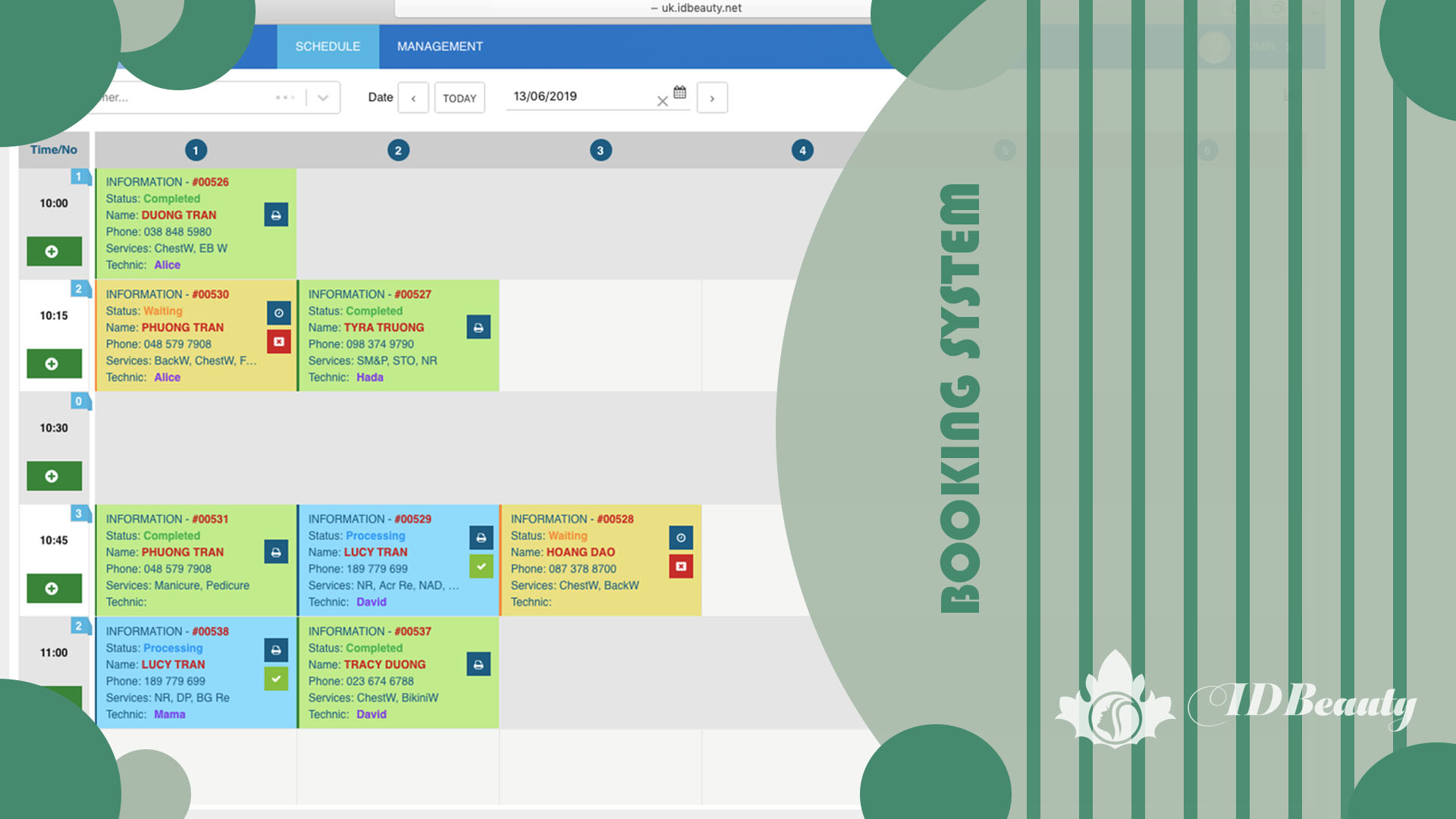 tính năng booking idbeauty